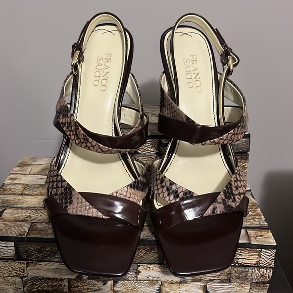 FRANCO SARTO Strappy Sandals - Brown/Snakeskin - Size 8 - Picture 4 of 10